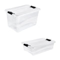 Pack of 2 Cornella storage bins 28/52 liters with lid made of transparent plastic