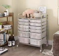 Double Trolley Metal Push Cart Standing Type Non-Folding White Eco-Friendly Durable Living Room Storage Holders Racks Tools