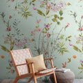 Germany Made Premium Photo Wallpaper Murals Floral Design Blue Green Pink Orange Non Woven Vinyl Hospital Smoke-Proof