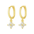 Classic Summer Fine Jewelry 925 Sterling Silver Zircon Four Leaf Clover Earrings for Women Hoop Drop Earrings