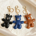 Handmade Crafts Design Soft Leather Mini Teddy Bear Key Ring Animal Small Cute Bear Jewelry Charms Keychain Women's Bag Pendants