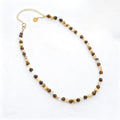 DOZM Handmade 6MM18K Gold Filled Beaded Necklace Trendy Unisex Fashion Jewelry Butterfly Pattern 16 Inches Natural Stone MegaBDM