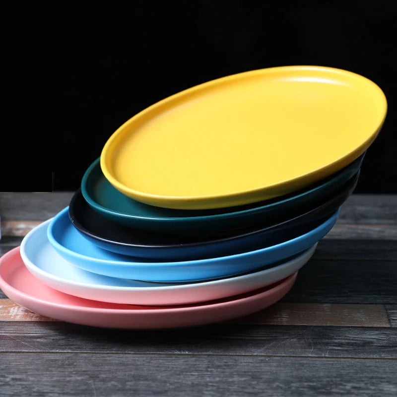 Factory Direct Hotel Blue Nordic Dish Ceramic Custom Dinner Plate Set Restaurant Ecofriendly Porcelain Dishes Plates in Bulk