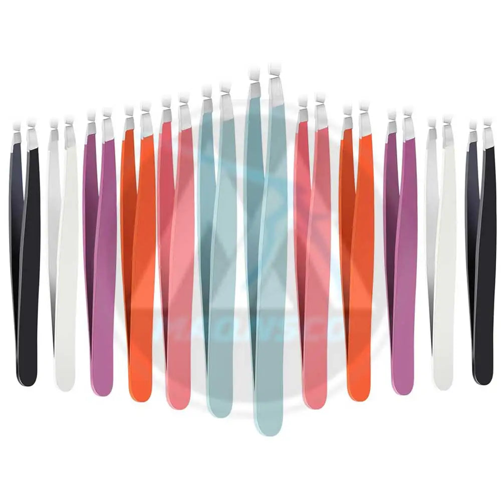 Professional Stainless Steel Facial Tweezers Slanted Pointed Tips 4in Length Blackhead Ingrown Hair Remover Extraction Tools for