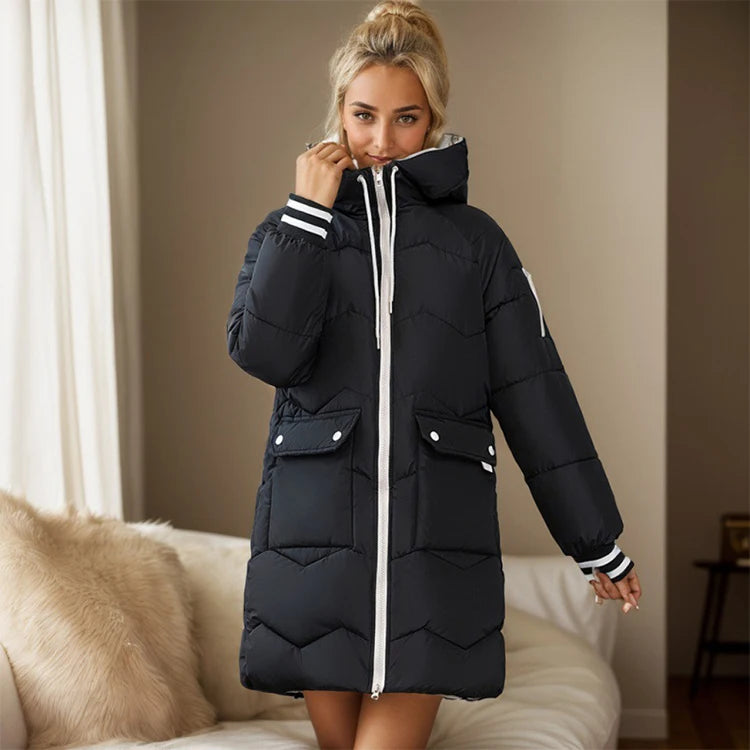 2026 Winter New Korean Casual Women's Mid-Length Cotton Coat - Hooded Loose Thickened Wholesale Foreign Trade