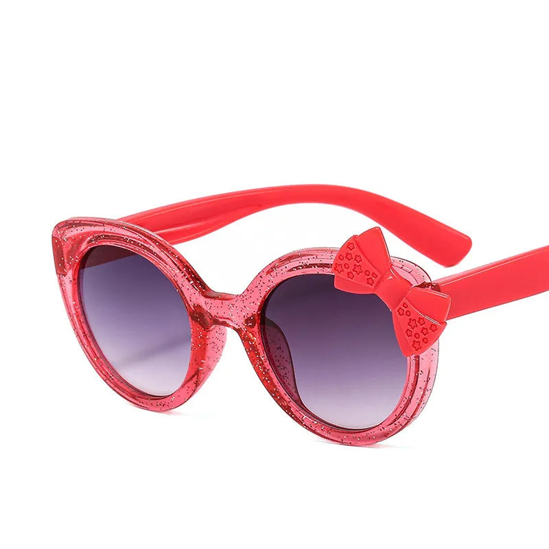 Wholesale 2025 Lovely Girls Bow Decor Sun Glasses for Kids UV400 Cat Eye Children Sunglasses