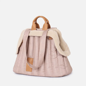 Wholesale Sustainable Modern Detachable Faux Lambskin Lined Recycled Polyester Winter Warm Dog Carrier Pet Purse Zipper Travel