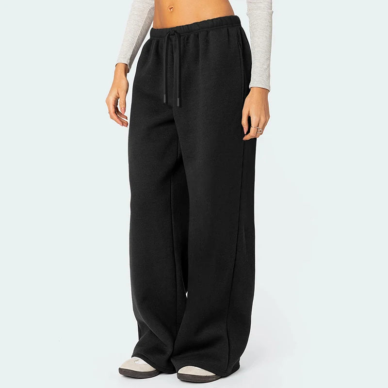 Wholesale Streetwear Solid Soft Loose Fit High Waist Windproof Eco-Friendly Winter Warm Wide Leg 360g Drawstring Closure