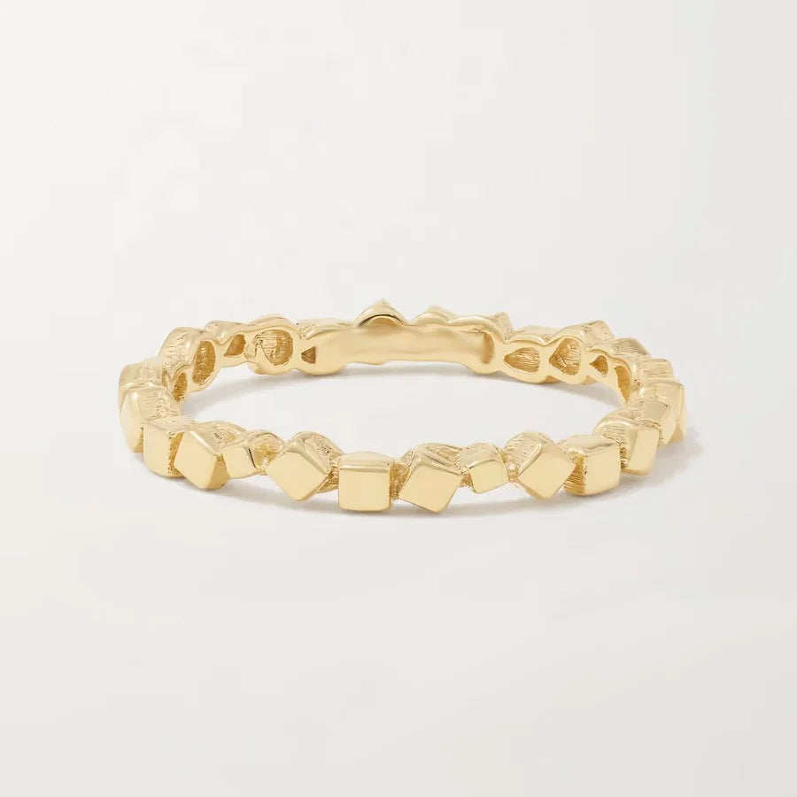 LOZRUNVE Sterling Silver 925 Unique Minimalist Dainty Geometric Eternity Finger Ring