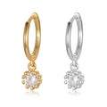 EH1029 925 Sterling Silver Fashion Hoop Earrings White Crystal Luxury Women's Silver Earrings Wedding Women's Jewelry Gift