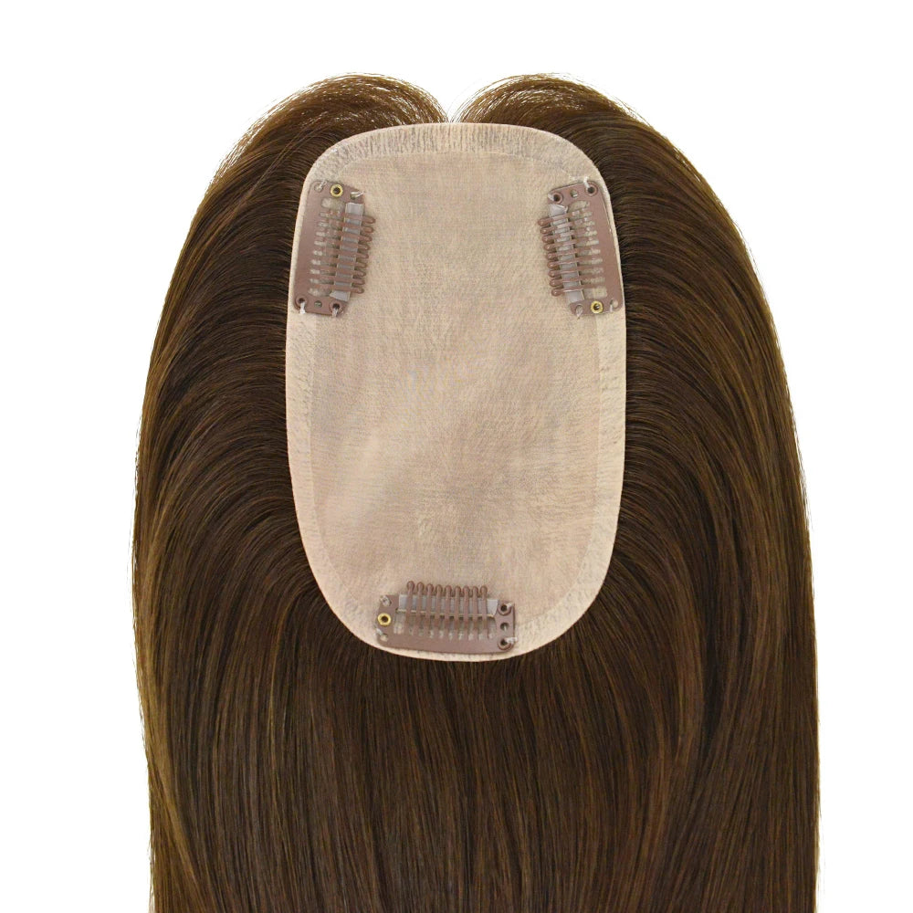 Stock 8X13CM Silk Top Human Hair TopperMongolian Cuticle Remy Hair Piece for Women