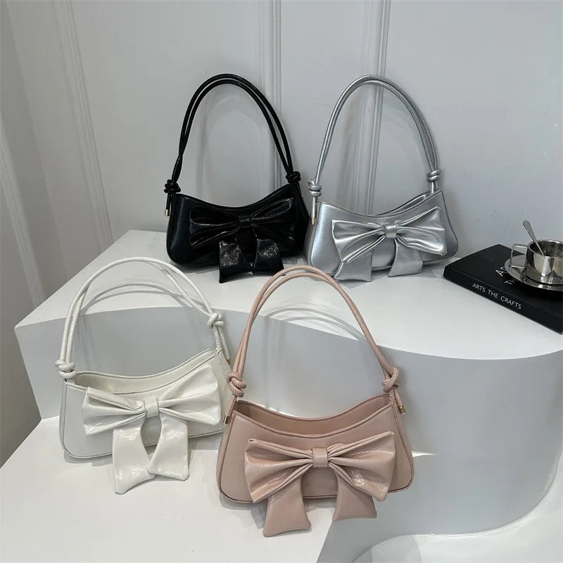 SW New Bow Crocodile Messenger Bag Zip Closure Single Strap PU Lining Underarm Bow Shoulder Bag Summer Handbag for Ladies