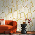 Germany Made Premium Photo Wallpaper Murals Textured Cream Beige Gold Non Woven Vinyl Modern Design Bedroom Dining 159x280m