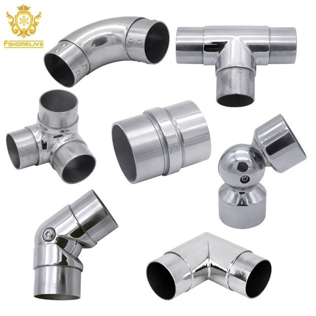 Handrail Pipe Connectors 90 Degree Corner Stainless Steel 304 316 Hardware Fittings Accessories Satin & Polished
