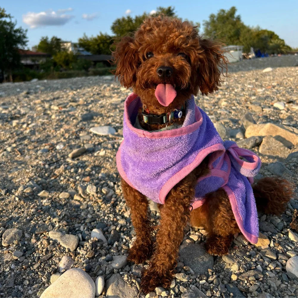 Extra Large Eco-Friendly Bamboo Bathrobe for Dogs Quick Drying Coat Adjustable Neck Various Breeds Soft Pet Cleaning Bathing