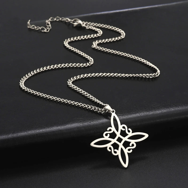Delicate 18K Gold Triangular Celtic Knot Pendant Necklace Religious Endless Knot Celtic Symbol Jewelry for Men Women
