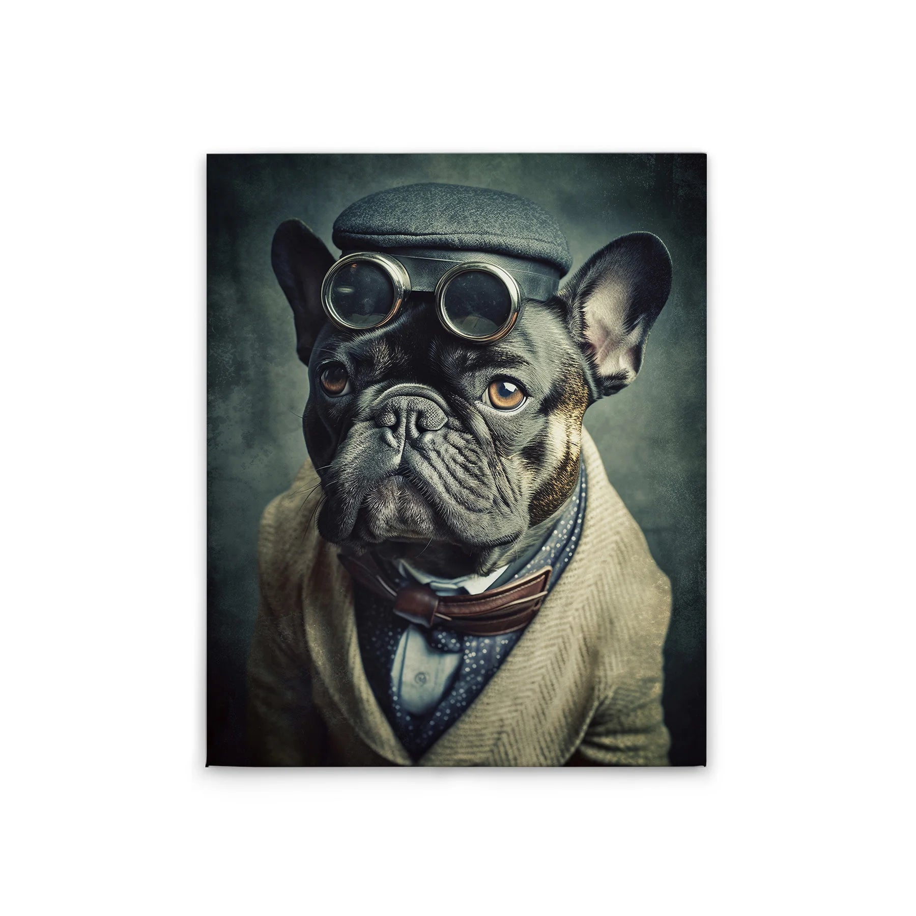 Made In Germany - Home Decor Canvas Picture Steampunk Dog - Wall Mural In Beige And Grey - Canvas Picture On Stretcher Frame