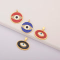 QIKU Wholesale Eye Necklace Pendant Charms Gold Plated Enamel Cubic Zirconia Protection for Jewelry Making Mystical Necklaces