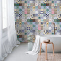 Germany Photo Wallpaper Murals Vintage Tiles Blue Green Pink Non Woven Vinyl Wall Mural Tiles Bedroom Mall Hospital