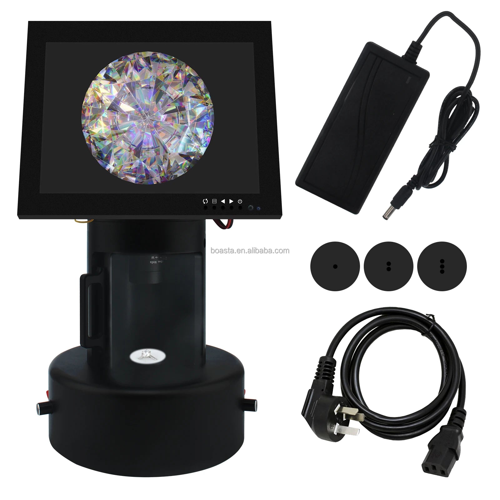 Boasta 8 Inch Diamond Fire Color Viewer with LED Light 5-50mm Adjustable Lens LCD Display Gemstone Fire Clarity Observation Tool