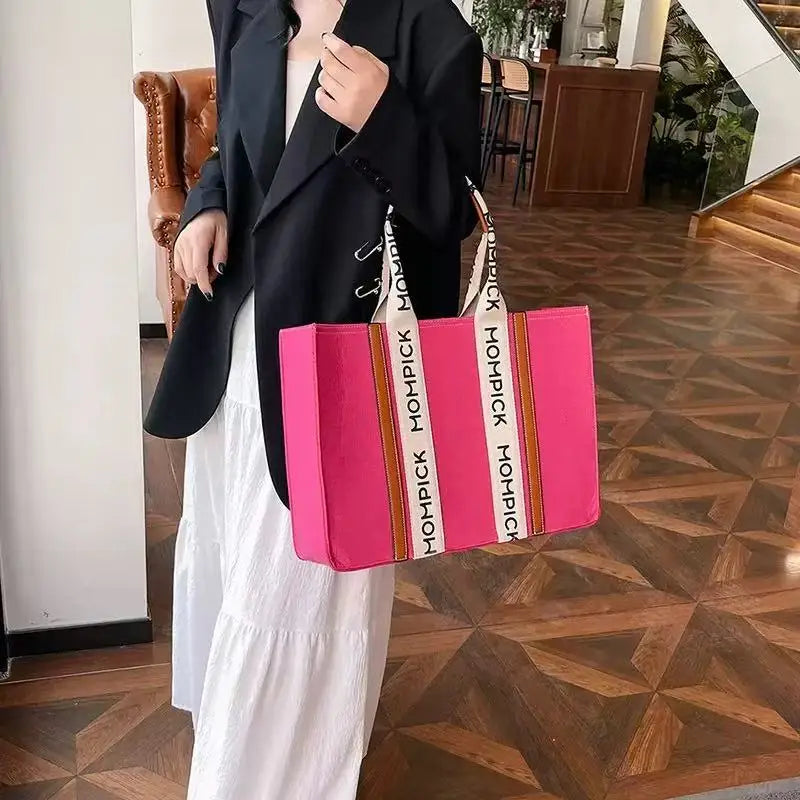 MU Fashionable Shoulder Felt Bag Large Capacity Letters Felt Bag Handbag Office Reusable Hard Felt Tote Non Woven Felt Bag