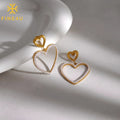 Ins Style Women's New love Earrings Stainless Steel Anti-fading Hypoallergenic Heart-shaped Pearl Earrings