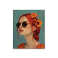 Made In Germany - Home Decor Canvas Picture Flowergirl - Wall Mural In Orange And Blue - Canvas Picture On Stretcher Frame