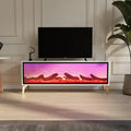 Wooden Panel Electronic Fireplace Coffee Table Living Room Furniture Modern Luxury Gold with Bluetooth Connection