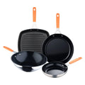 COMPACT San Ignacio Set of 2 Frying Pans 1628cm + Square Grill Pan 28x28cm + Wok 28cm in Forged Aluminum for Induction