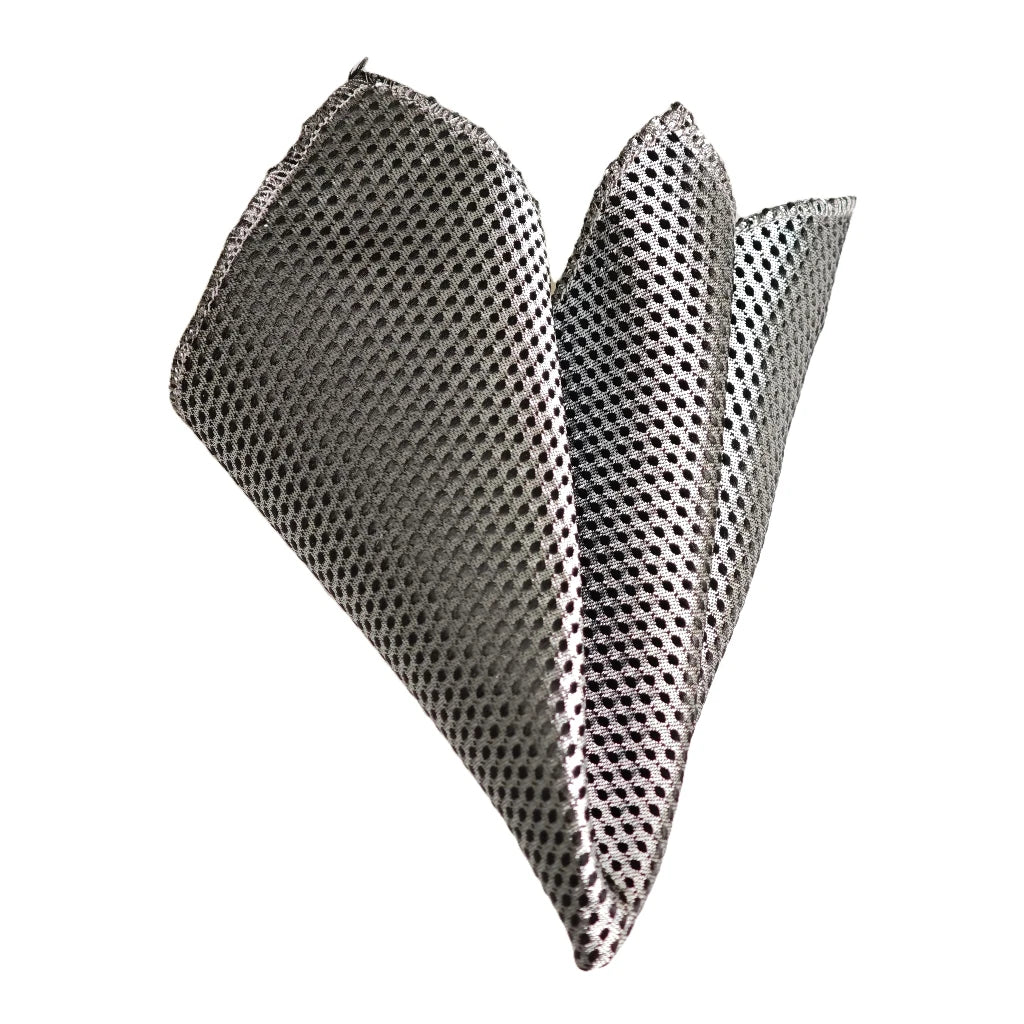 Black Shiny Geometric Pocket Square with Black and Silver