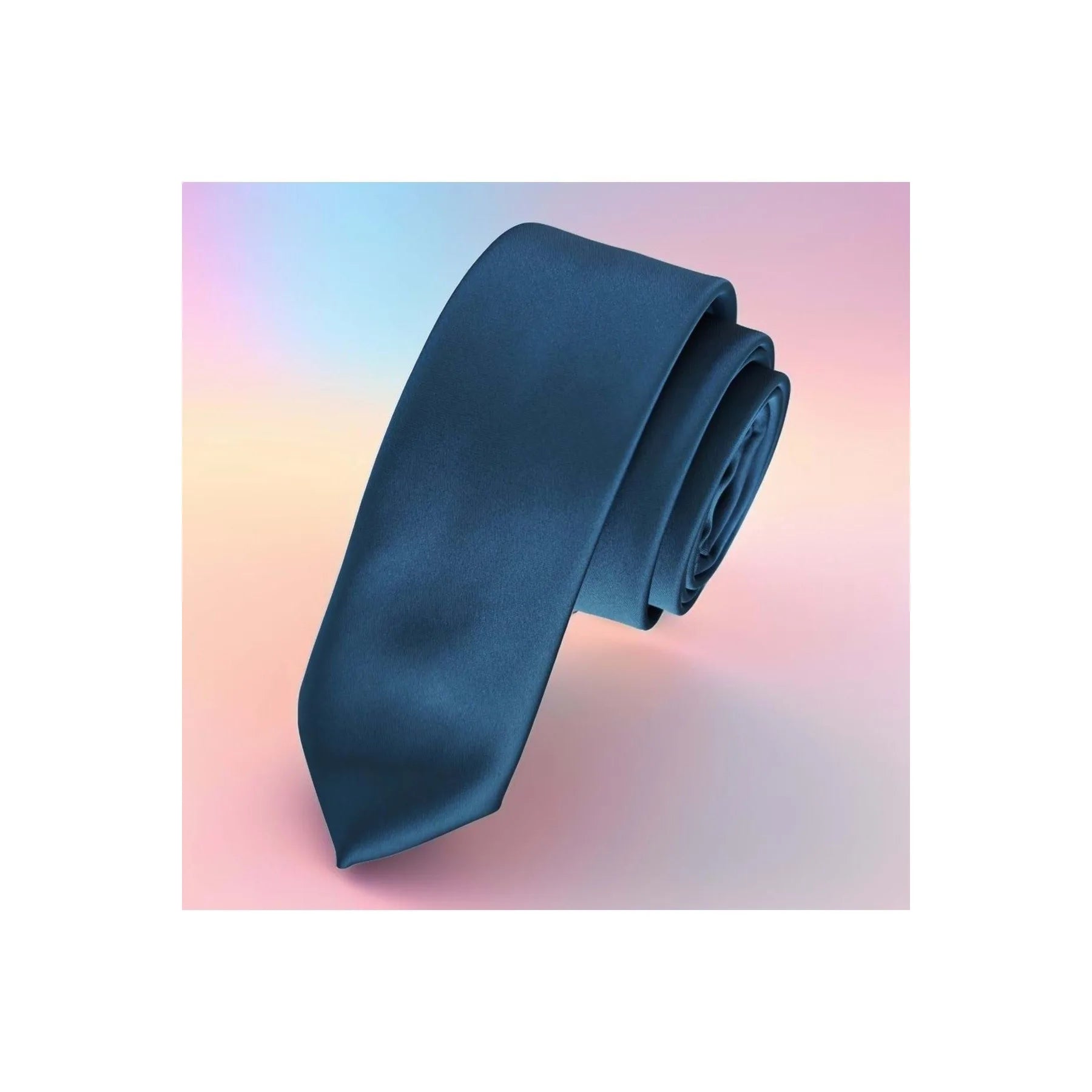 Petrol Green Plain Dupon Satin Woven Thin Fashion Slim Tie