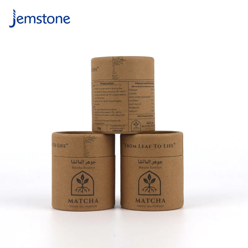 Custom Logo Food Grade Brown Kraft Tea Bag Matcha Powder Cardboard Cylinder Packaging Coffee Beans Paper Tube