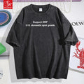 SK Unisex Oversize Vintage Washed Plus Size Knitted O-Neck T-Shirts 100% Cotton Solid Digital Print Breathable Quick Dry 230g