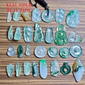 Jadeite Natural a Cargo 18K Inlaid Ice-Like Ruyi Leaf Blessing Melon & Beans Safe Retaining Ring Avalokitesvara Buddha Pendant