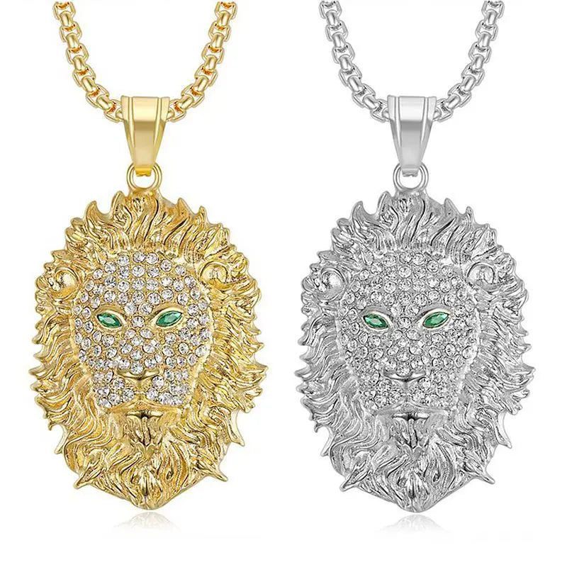 Hip Hop Iced Out Cz Animal Lion Avatar Waterproof Non Tarnish Free Stainless Steel Fashion Jewelry Pendant Necklaces Men