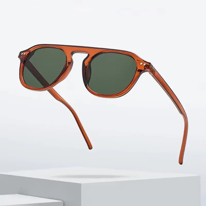 Logo Custom 2025 Retro Men Women Oval Punk Sun Glasses UV400 Dark Green Square Sporting Rivets Sunglasses Men Women