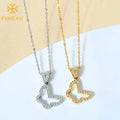 Elegant Minimalist Women Jewelry Stainless Steel Hollow Cubic Zircon Lucky Butterfly Heart Gourd Design Pendant Necklace