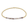 Bohemia 18K Gold Stainless Steel 2mm Bead Stretch Bracelet Mini Natural Agate Gemstone Bead Bracelets for Women Girls Jewelry