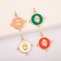QIKU Catholic Sacred Heart Pendant Necklace Gold Plated Enamel Vintage Zircon Heart Charm Religious Jewelry DIY Pendants
