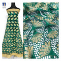 YX1083 2026 New 300gsm African Ethnic Embroidered Rich Bazin Fabric Water-Soluble Lace Embroidery Ethnic Africa Fabric Green