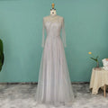 Jancember LSCZ62 Fashion Embroidery Beading Crystal Full Sleeves Floor Evening Prom Dress
