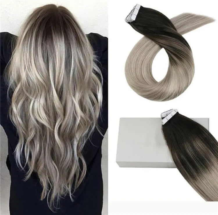 Factory Offer Salon-Quality Double-Drawn Seamless Brazilian Remy Straight Virgin Human Hair Extensions Cuticle Aligned Tape-In