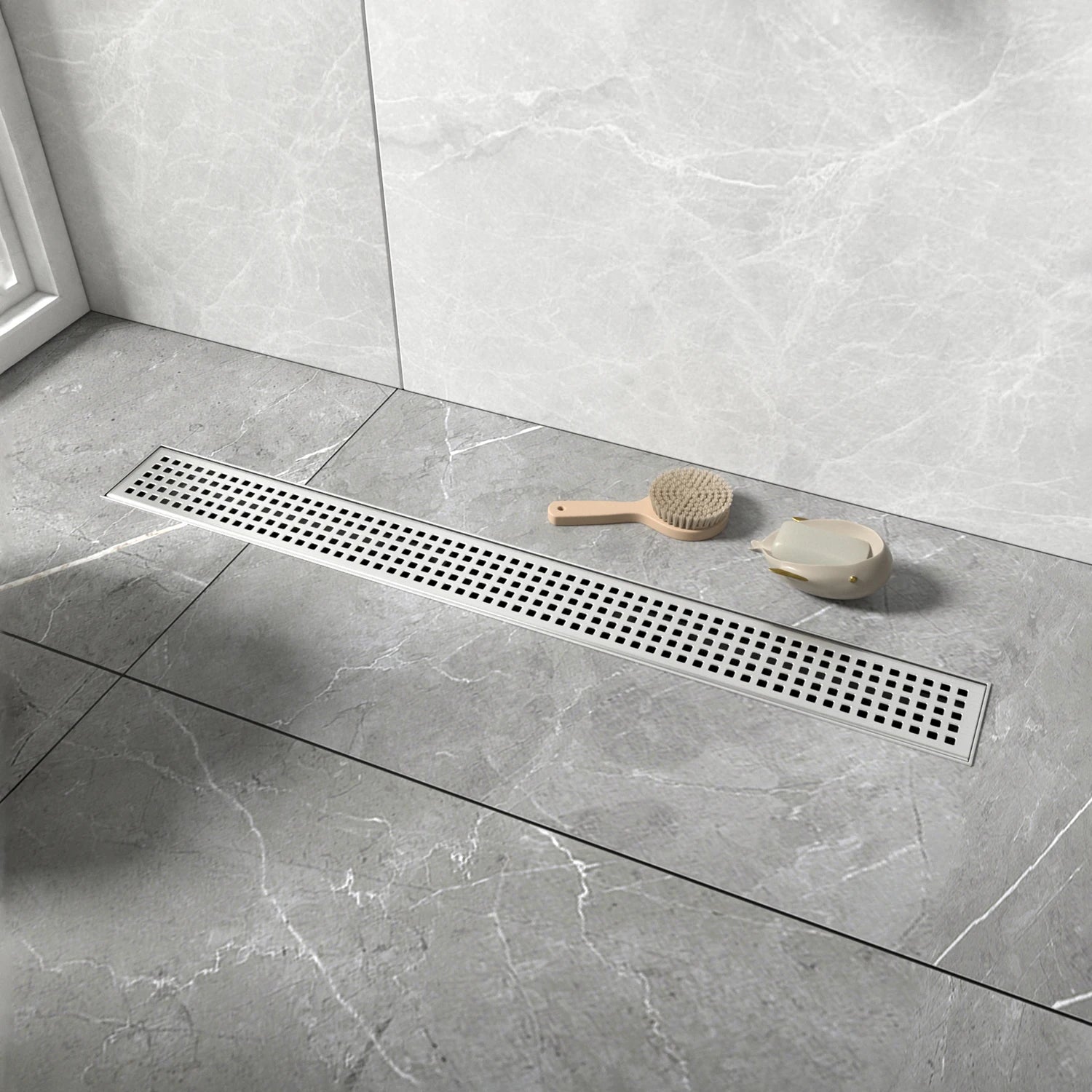 Dropship Available From USA 32 Inch Square Opening Drain Cover Stainless Steel Floor Drain Direct Flow Design