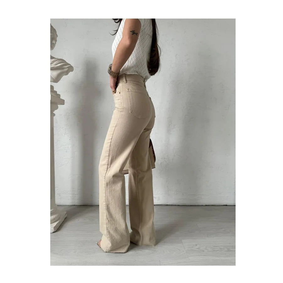 Women's Casual Breathable Straight Denim Jeans Cute Trousers and Dresses with High Waist Belt for Girls Everyday Outfits