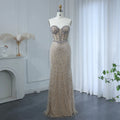 For Jancember SZ223 Girls' Exquisite Rhinestone Strapless Mermaid Evening Gown 3D Party Style Sequins Appliques Natural