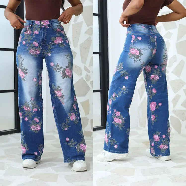 Denim Source Factory High-End Custom American Vintage Printed Stretch Women's Jeans - Xintang Wholesale