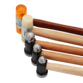 Boasta Jewelry Making Wooden Handle Hammer Set Rubber Head & Round Steel Head Multiple Sizes for Metal Forming Tool