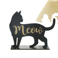 Rustic Wooden Cat Welcome Sign Modern Art Style Indoor Table Top Bookshelf Cat Name Carving for Yard Garden Decor or Display