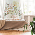 Germany Made Modern Floral Sound-Absorbing Bedroom Dining Photo Wallpaper Bird Grey Green Pink Non Woven Vinyl Wall Mural