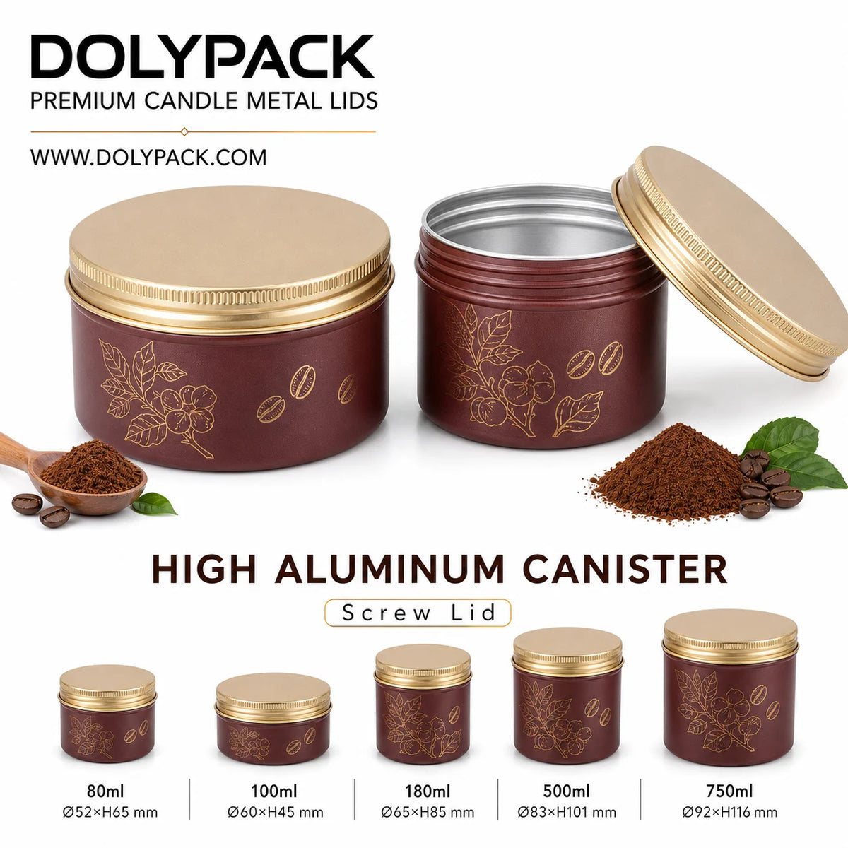 Made to Order aluminum tea powder canister using burgundy and gold custom printed motif graphics and screw lid for matcha tea MegaBDM